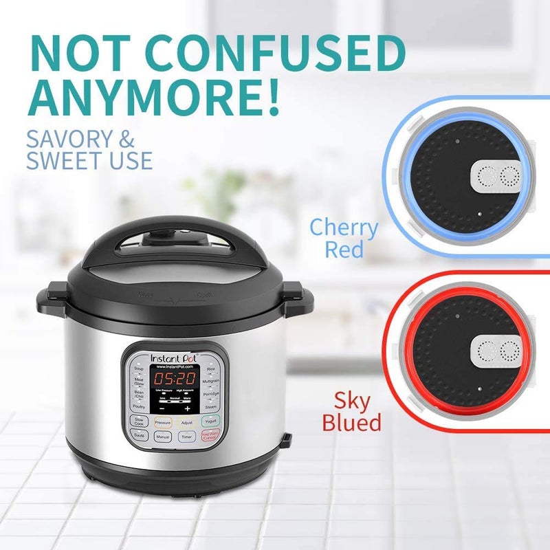 ZoneFly Silicone Sealing Ring for Instant Pot Replacement Gasket for 6 Qt Pressure Cooker, Savory Blue & Sweet Red & Transparent, Fits IP-DUO60, LUX60, DUO50, ILUX50, Pro/Duo Crisp XL 6Qt, Pro 6Qt 3-Pack - Image 4